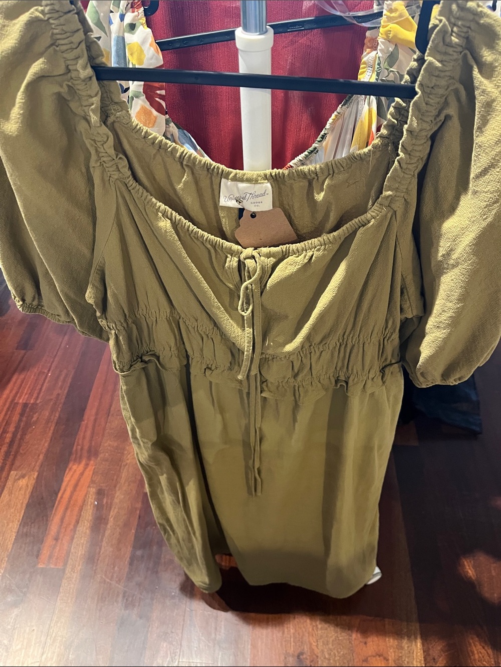 Universal Thread Olive Drawstring Waist Casual Dress